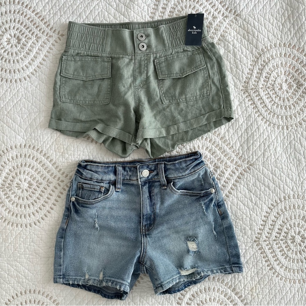 Abercrombie Kids Linen Blend Shorts + Art Class Distressed Jean Shorts sz 8-10 M